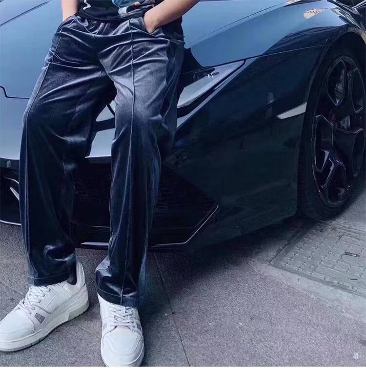 汤米伍德present丝绒裤男gl高街宽松休闲裤子男裤垂感阔腿长裤男