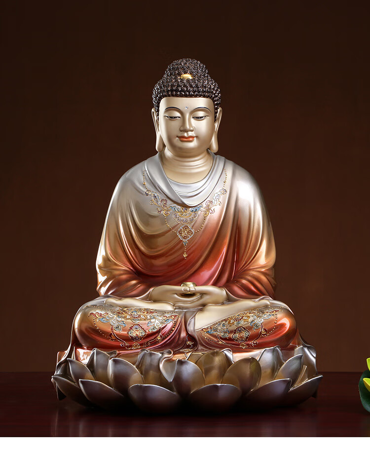 吉祥缘坐莲释迦牟尼佛像阿弥陀佛药师佛台湾纯铜掐丝珐琅镶金客厅玄关