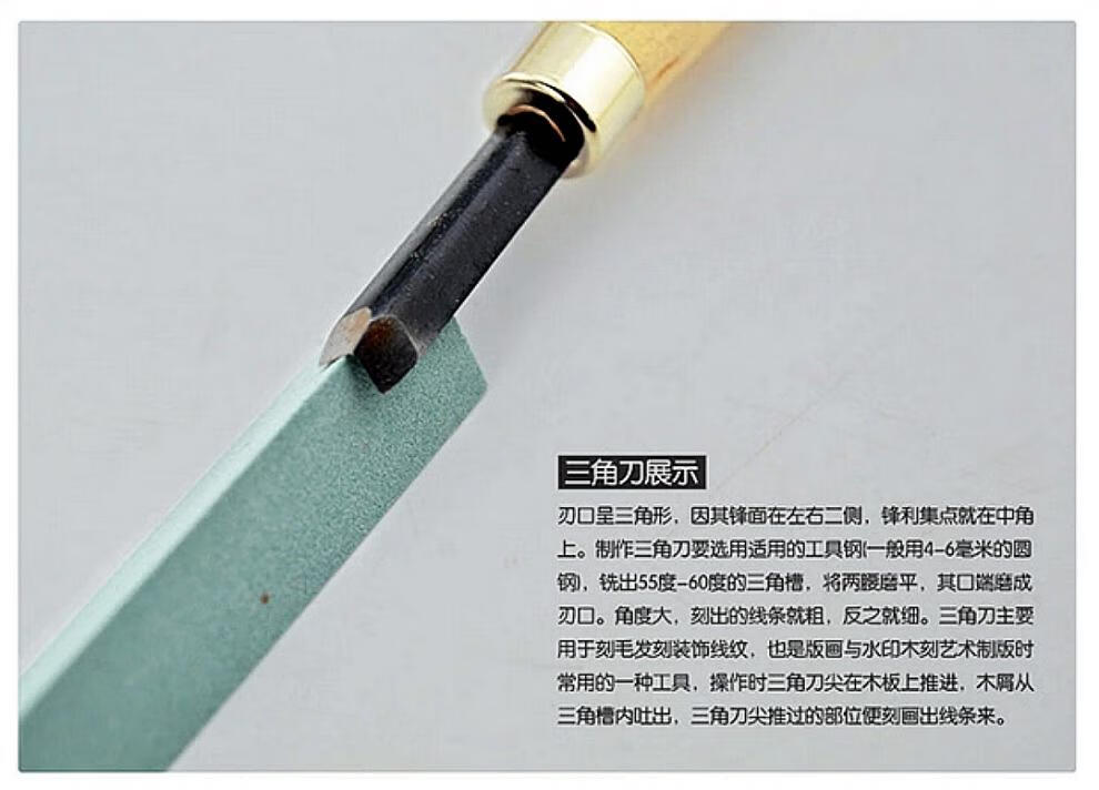 学生版画雕刻刀木工橡皮印章手工木雕刀12支套装工具大三角刀任满10支