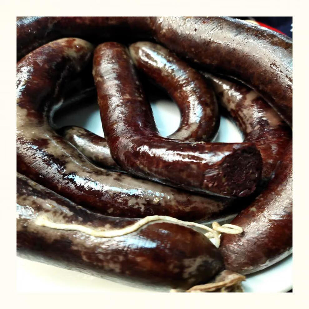 内蒙羊血肠手工灌肠羊盘肠牧区特产羔羊血肠手工香肠 羊血肠2斤装(熟)