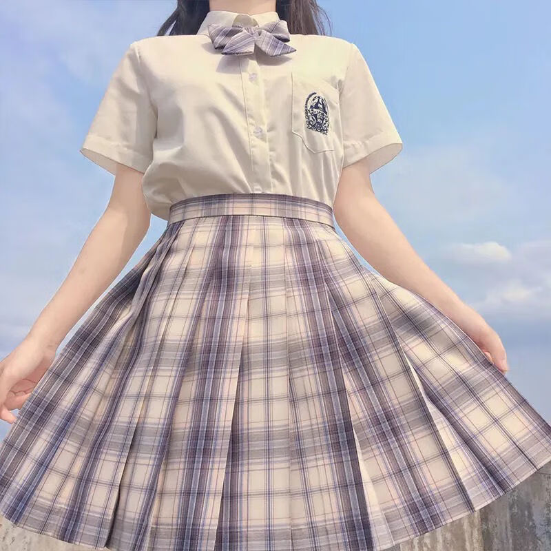 圣洛锋原创jk制服银线格裙百褶裙学生校服学院风日系裙子绿野仙踪42cm