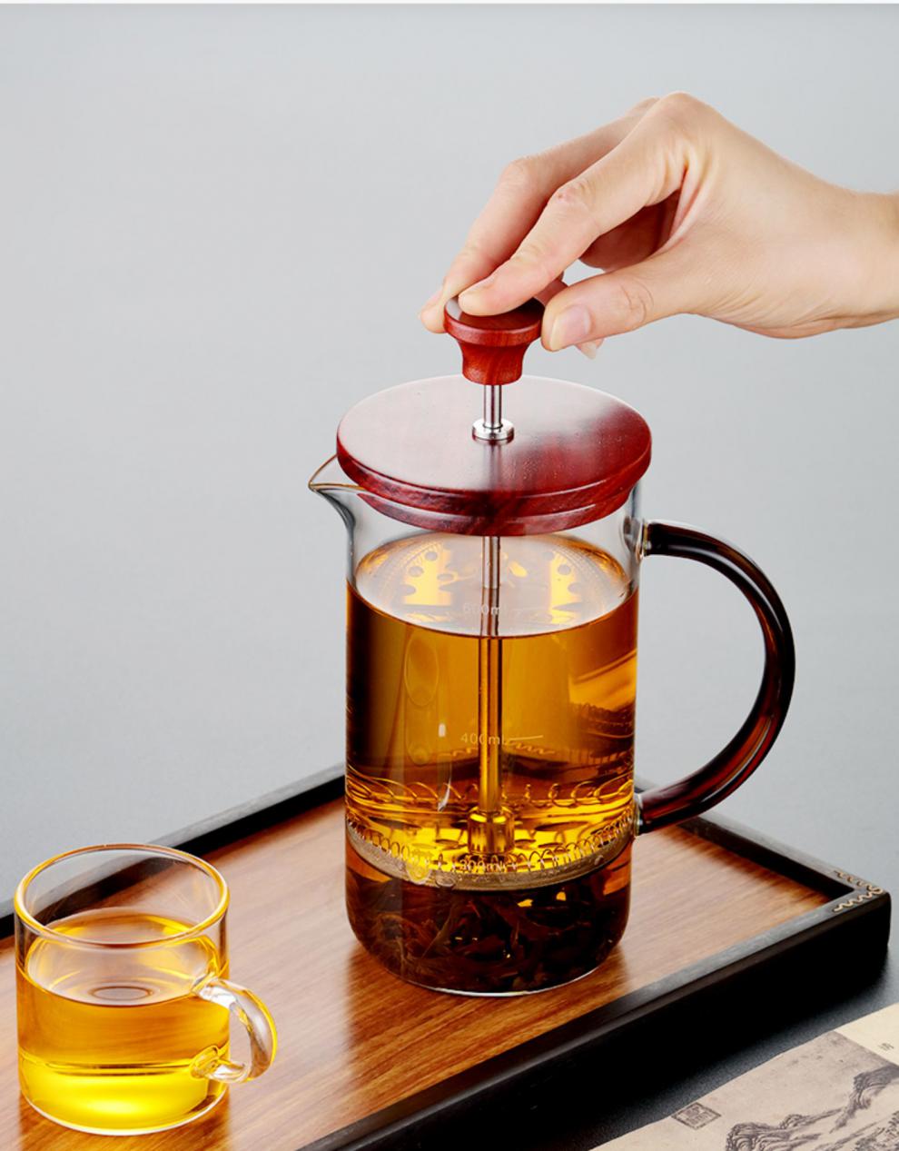 古哲孙俪同款玻璃法压壶家用法式滤压壶耐热冲茶器打奶泡飘逸杯 法压