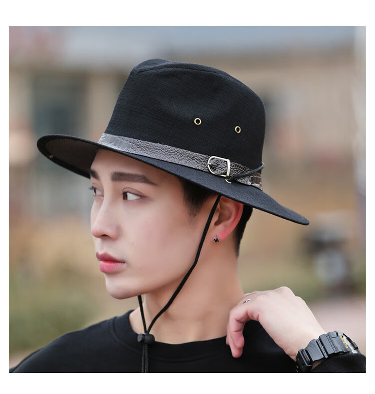 のjeep吉普官方精品礼帽男中年春秋季帽子男大沿男士礼帽透气遮阳爵士