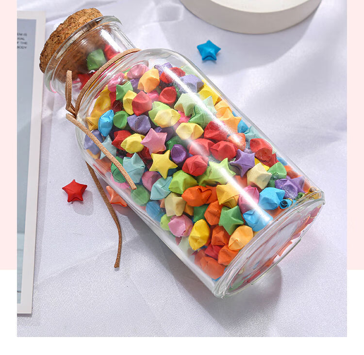 星星罐子星空发光许愿瓶创意led幸运星瓶折纸生日送男友自己动手四彩