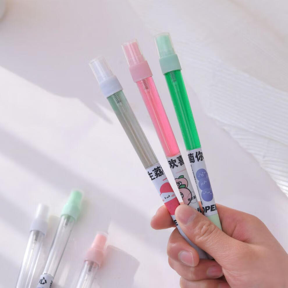 鑫座水果喷雾笔中性笔多功能学生酒精灌装式喷水雾签字水性笔 10035