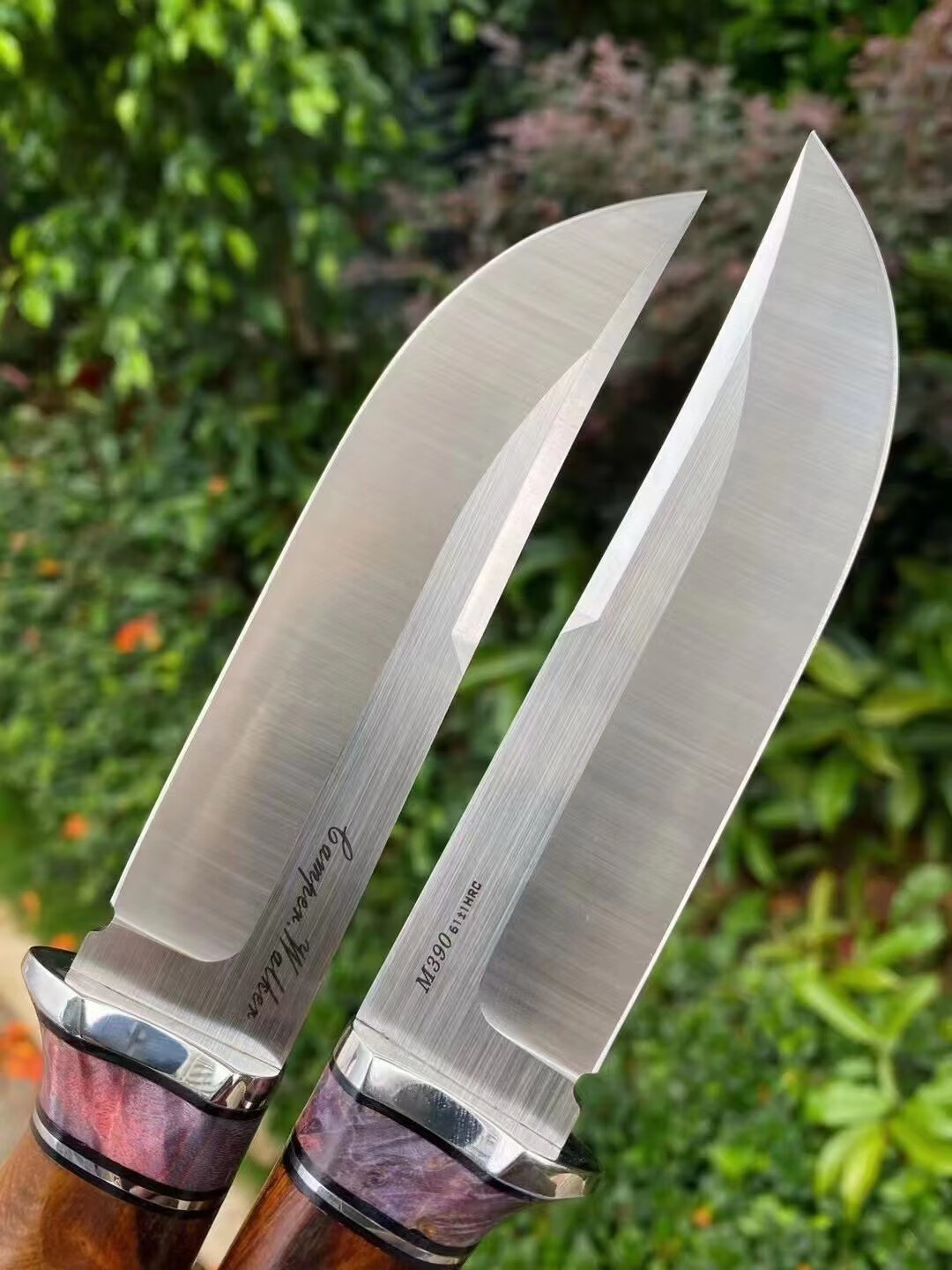 硕哥 奥地利m390粉末钢刀野营m390直刀稳定木隔片美国沙漠铁木手柄