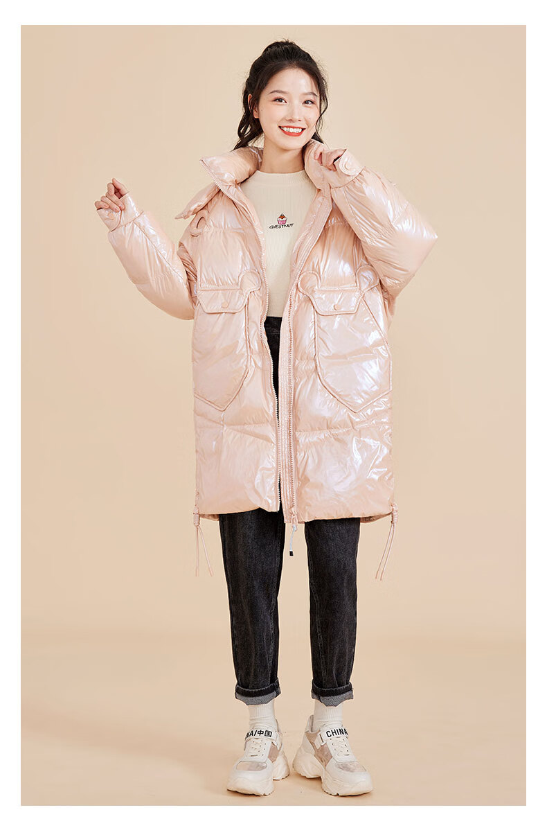 ief/爱依服羽绒服女2020冬季新款韩版百搭宽松亮面减龄中长款外套1s