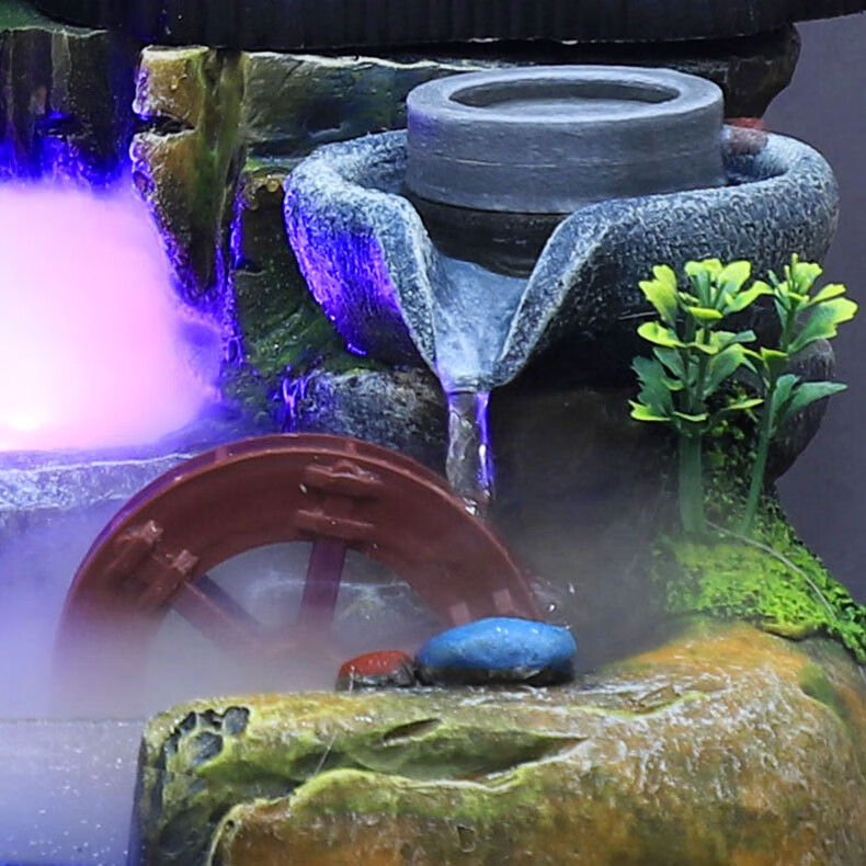 鱼缸造景客厅迷你小型自循环流水瀑布带氧气桌面创意家用鱼缸搭啵兔