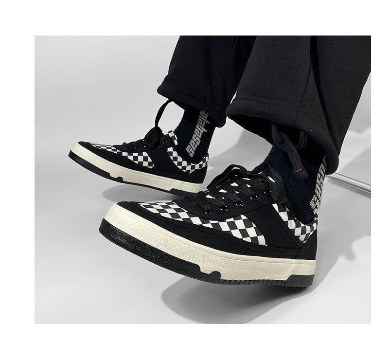 ojbk鞋恶智造 港风男鞋日系夏季棋盘格子帆布鞋男生
