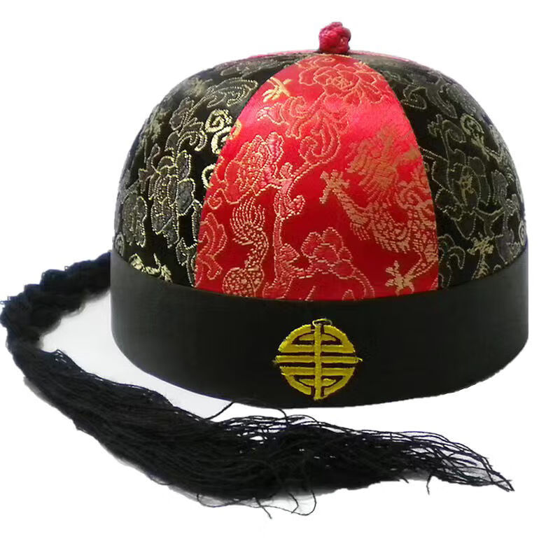 趣光唐装地主帽瓜皮帽子男清朝宫廷皇帝新郎古装演出成人王爷帽皇帝帽