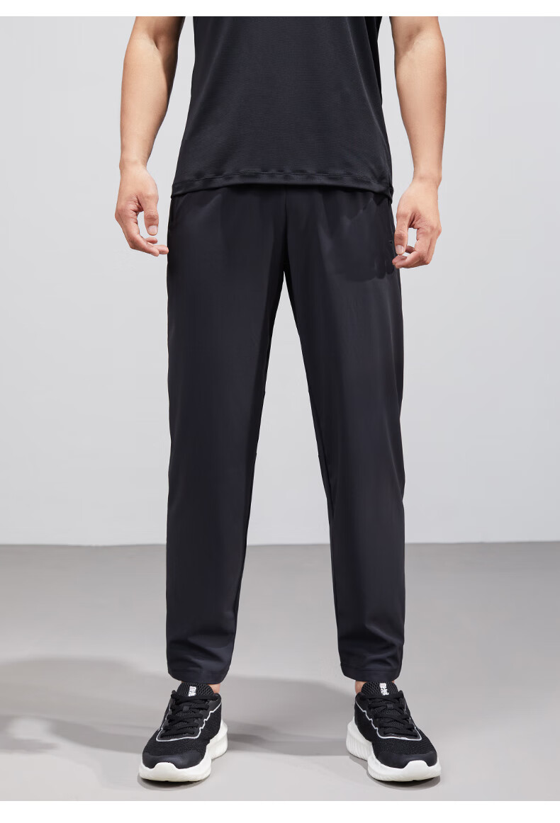 安踏运动裤男夏季新款梭织九分裤薄款速干长裤休闲裤子 基础黑-1 xl