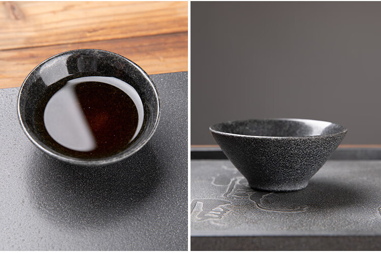 天然乌金石茶具新中式复古风石头茶杯单个主人杯家用大杯子大漠汉杯