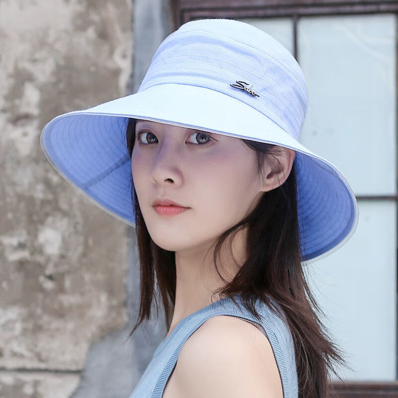 女士纱帽韩版时尚新款凉帽子夏季晒女百搭盆帽晒遮阳渔夫帽太阳帽黄色