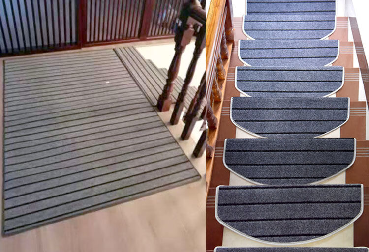 楼梯垫踏步垫复式楼台阶自粘可擦洗免胶防滑家用色旋转实木定制满铺