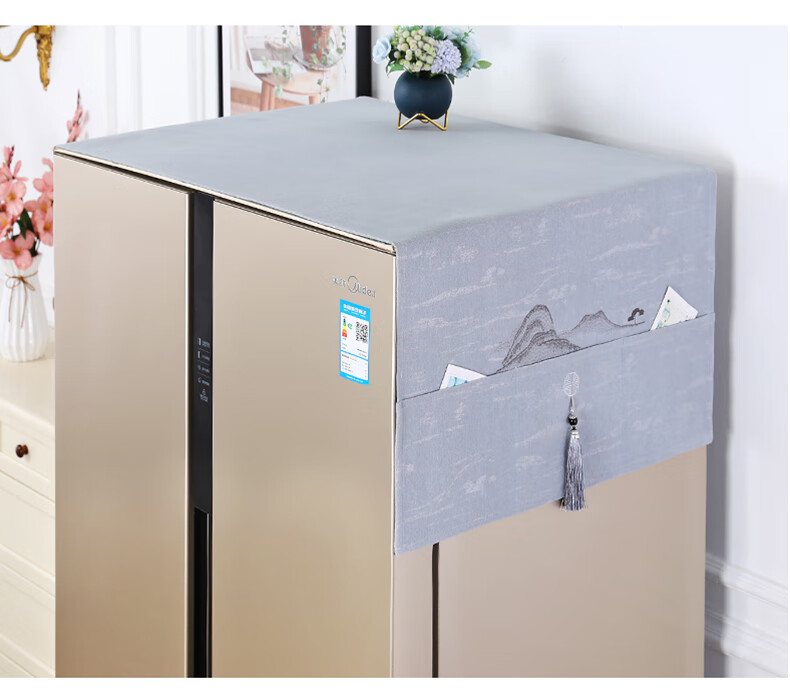 阳台洗衣机防晒帘2021新款冰箱巾冰箱防尘盖布中式单双开门冰箱防晒