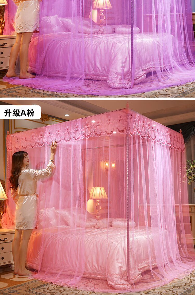 蚊帐18米双人床家用卧室加厚加密1215米床文章三开门新款纹帐床垫花仙