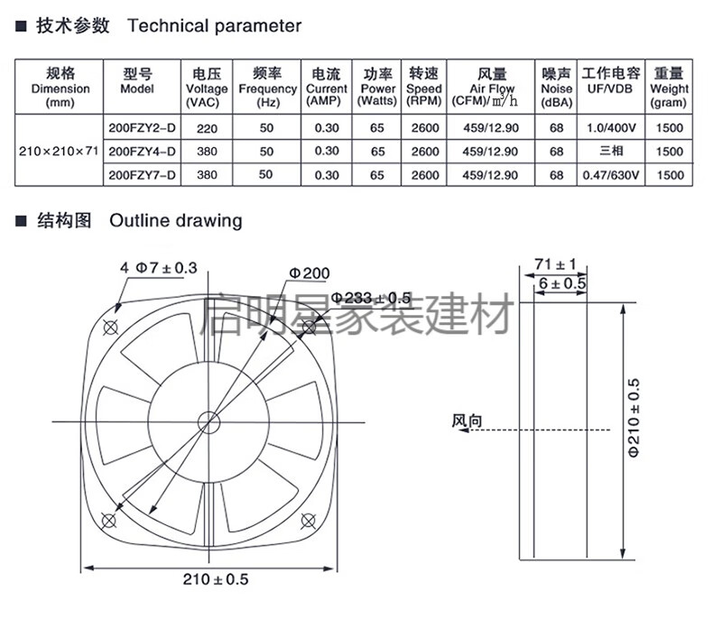 小型轴流风机220v强力 200fzy2/4/7-d 电焊机散热风扇风机380v 200fzy