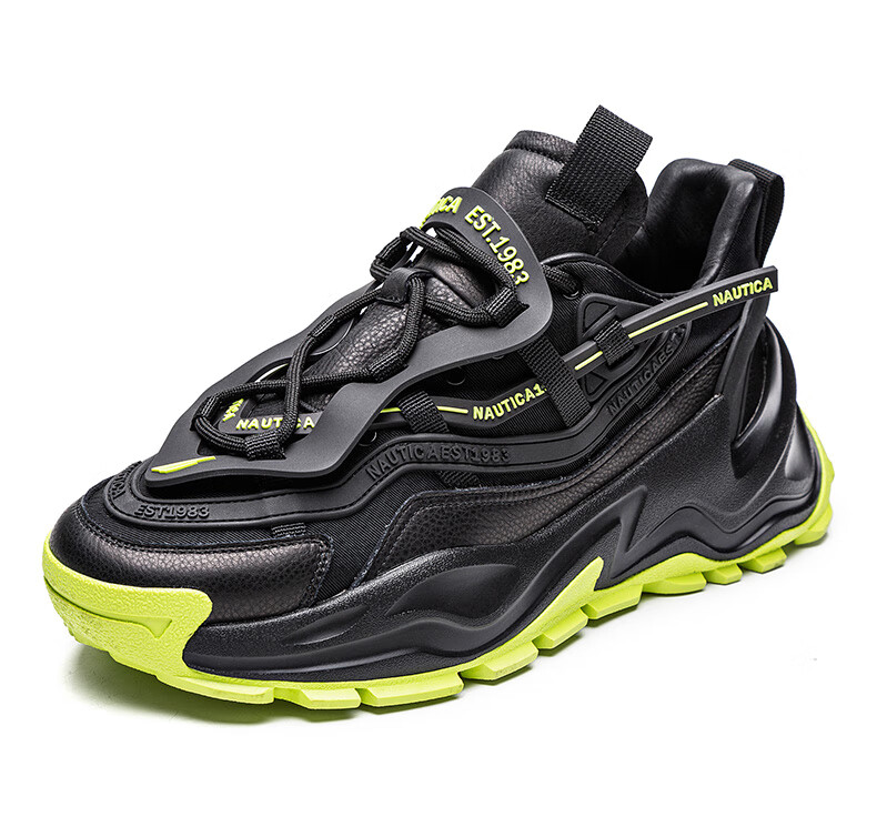 nautica/诺帝卡新款男潮流运动ins舒适透气防滑老爹鞋lc31900287 黑色