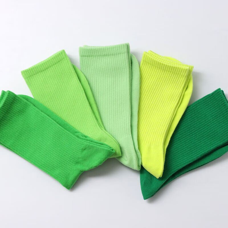 支持国货安踏袜子绿色健身袜网红方格袜棋盘格糖果色中筒袜长袜潮流