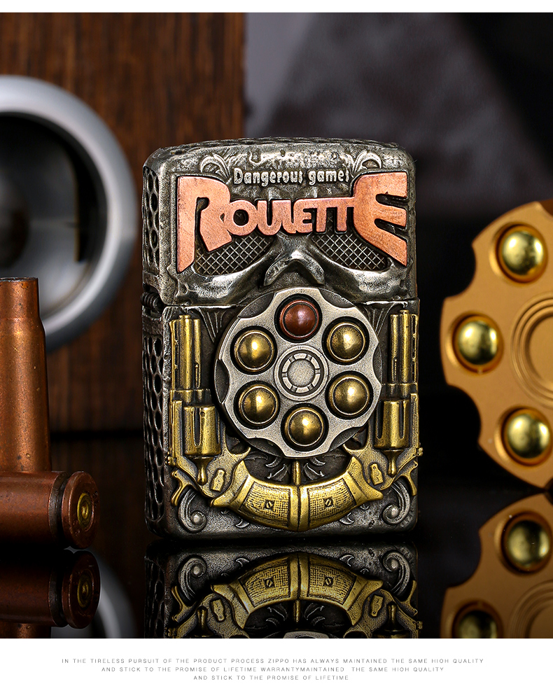 zippo正版打火机轮盘限定礼盒防风煤油火机男士送礼危险游戏木盒