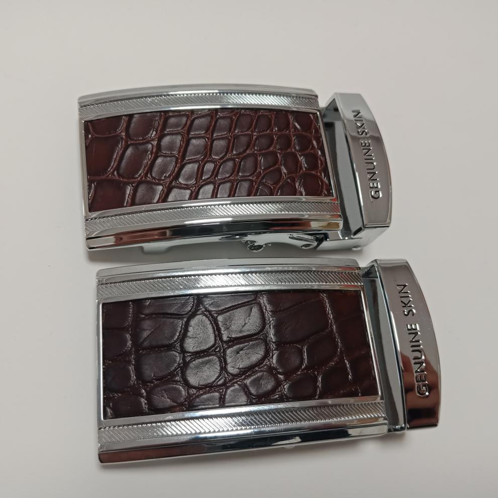 裕德俊原装泰国鳄鱼腰带扣头38cm无孔无牙自动扣男皮带头无卡槽裤带头