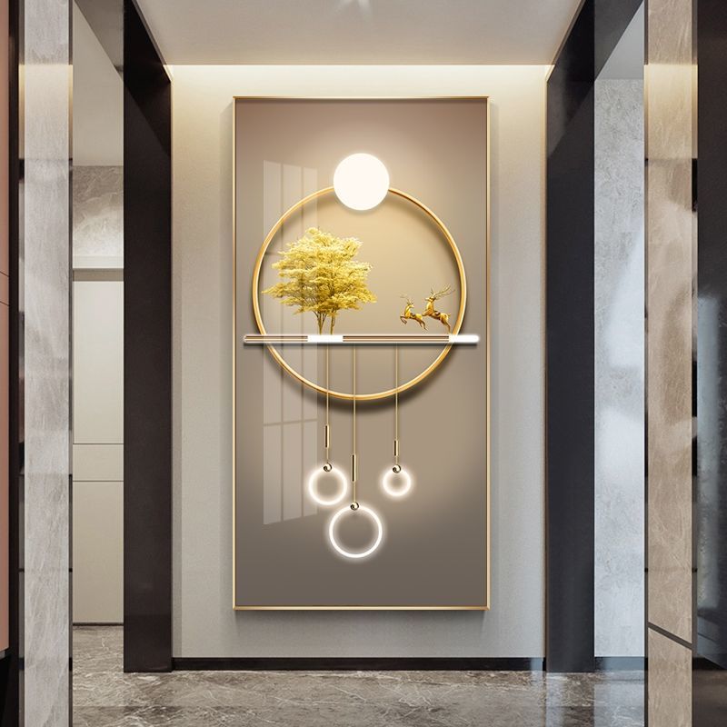 皓涛轻奢入户玄关装饰画现代简约走廊尽头壁画客厅过道背景墙竖版挂画