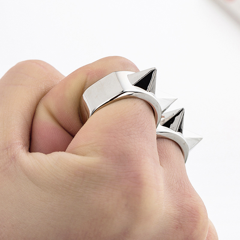 可过安检精美做工防身戒指刀双四指扣防身男士女子防狼戒指应急破窗器