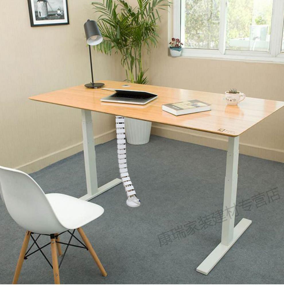 办公桌蛇形穿线管会议桌走线管走线槽 升降桌底藏线理线管 浅灰色