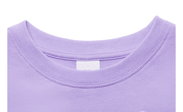 littlemoco童装21夏装新款女童短袖t恤可爱小花棉儿童上衣 米紫色 120