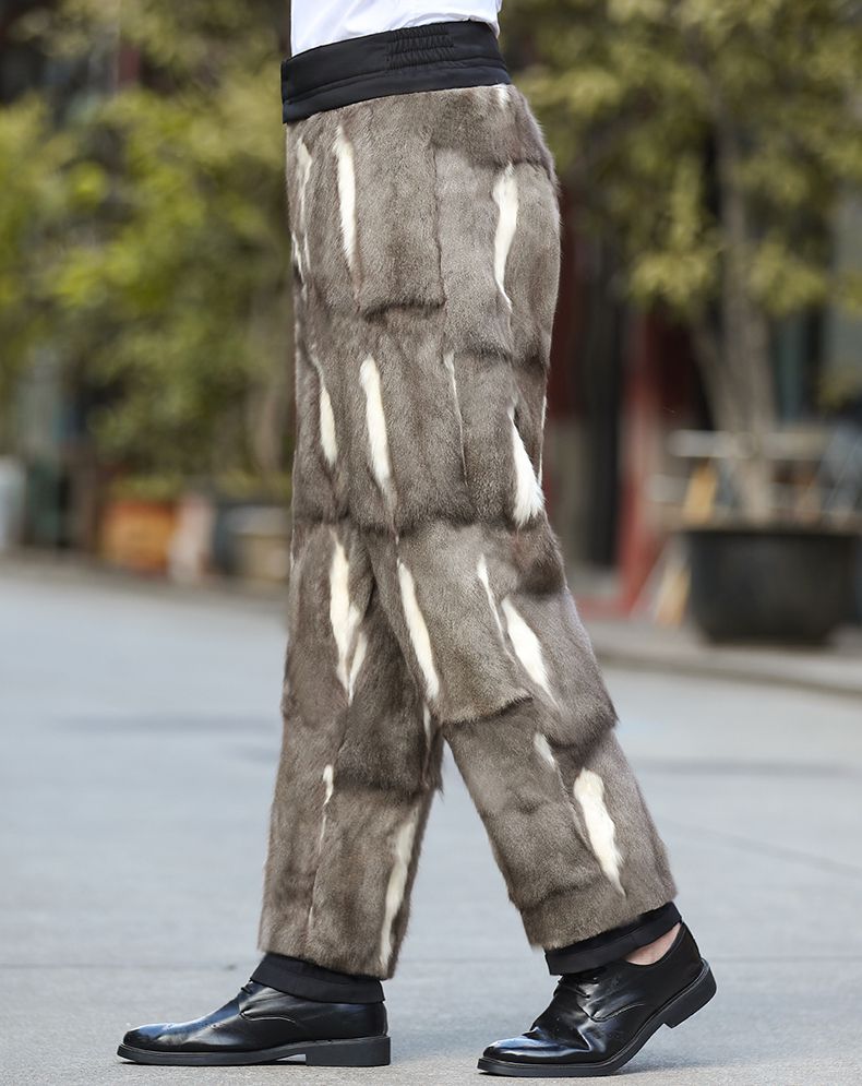 东北骑行中老年松鼠貂皮裤子金狸貂皮毛一体皮裤加厚保暖男冬寒区冷库