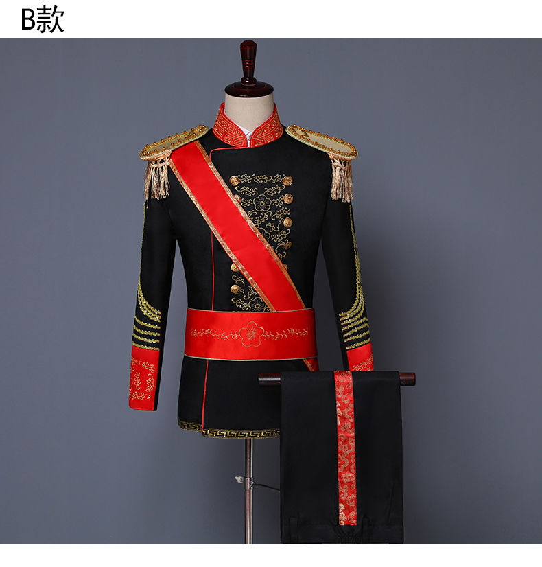 大帅服男年会演出服话剧小品相声影楼艺考剧本杀古装礼服黑色外套裤子