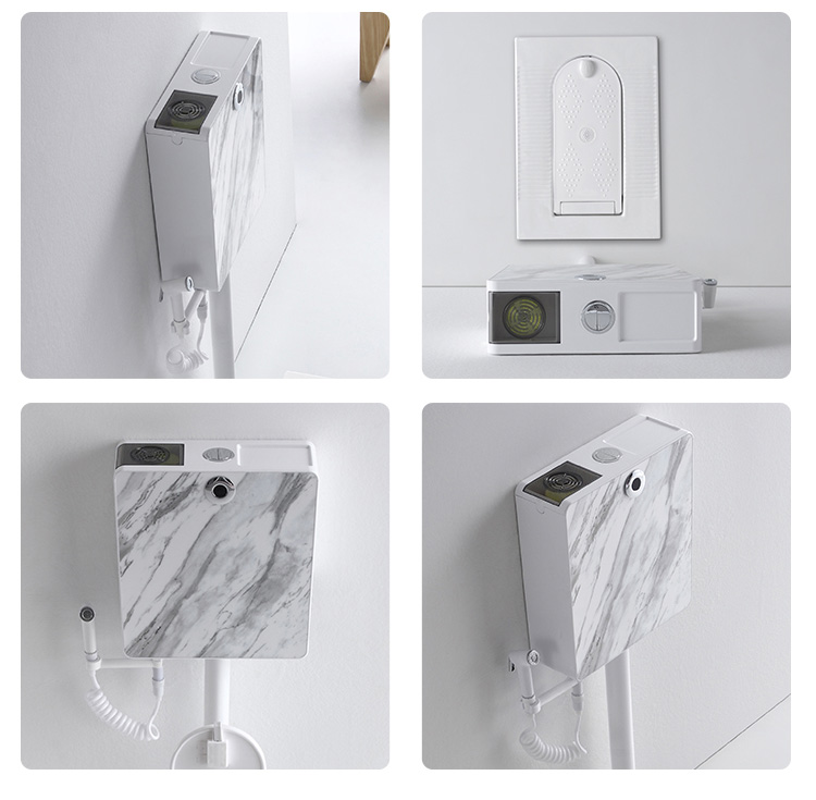 新款自动感应水箱家用卫生间厕所冲水箱公厕蹲便器感应式水箱黑白款