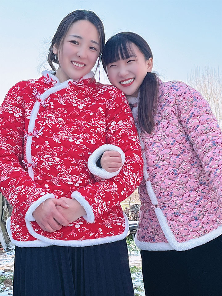 网红小花棉袄冬女东北大花袄时尚唐装加厚风太阳花的小花袄过年红色