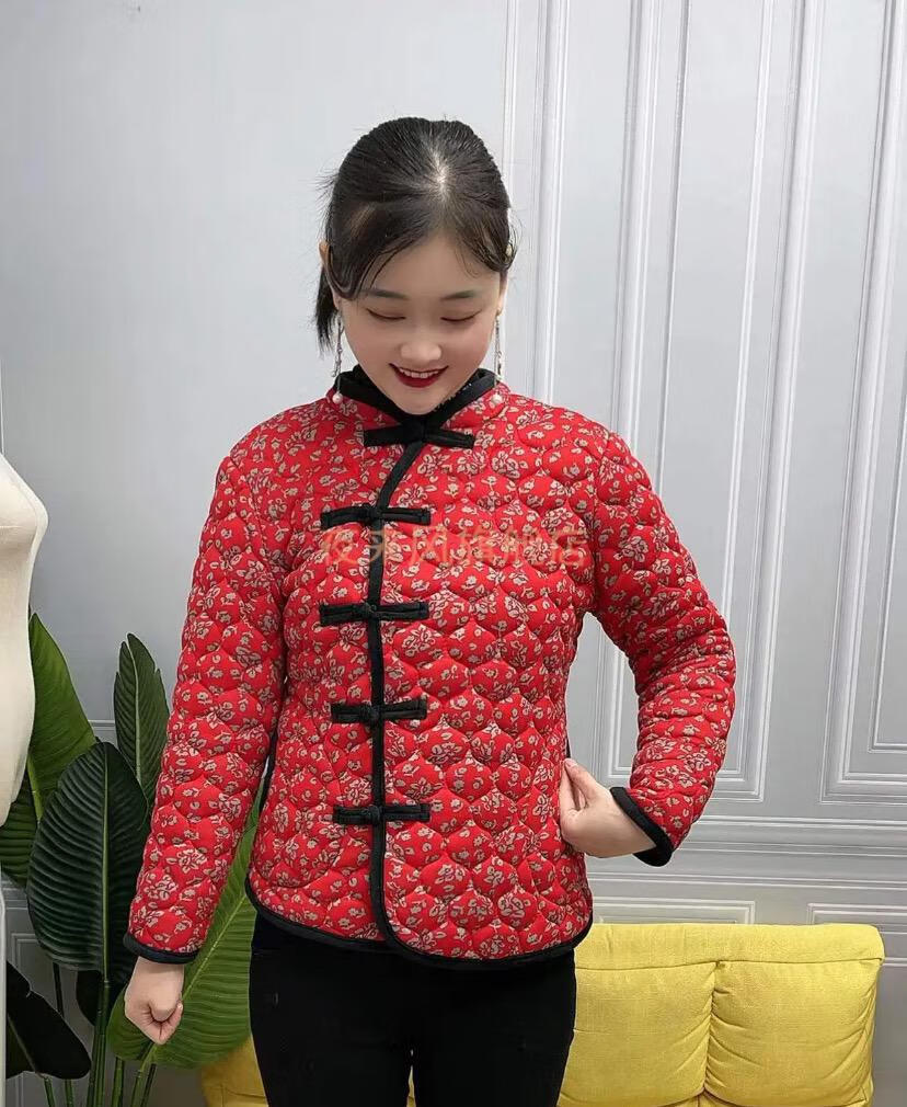 网红民族风小花袄冬季加厚东北大花袄碎花棉服新款女大复古时尚棉衣外