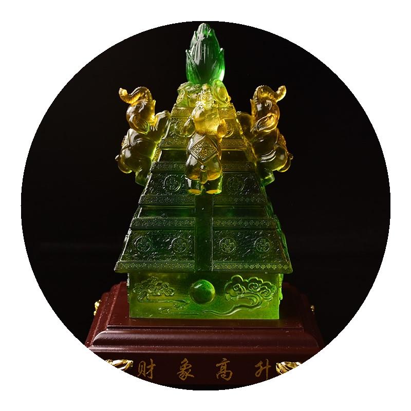 2022一甲镇财吉宏琉璃摆件易明居2022财象高升上金多宝金狮 浅黄色