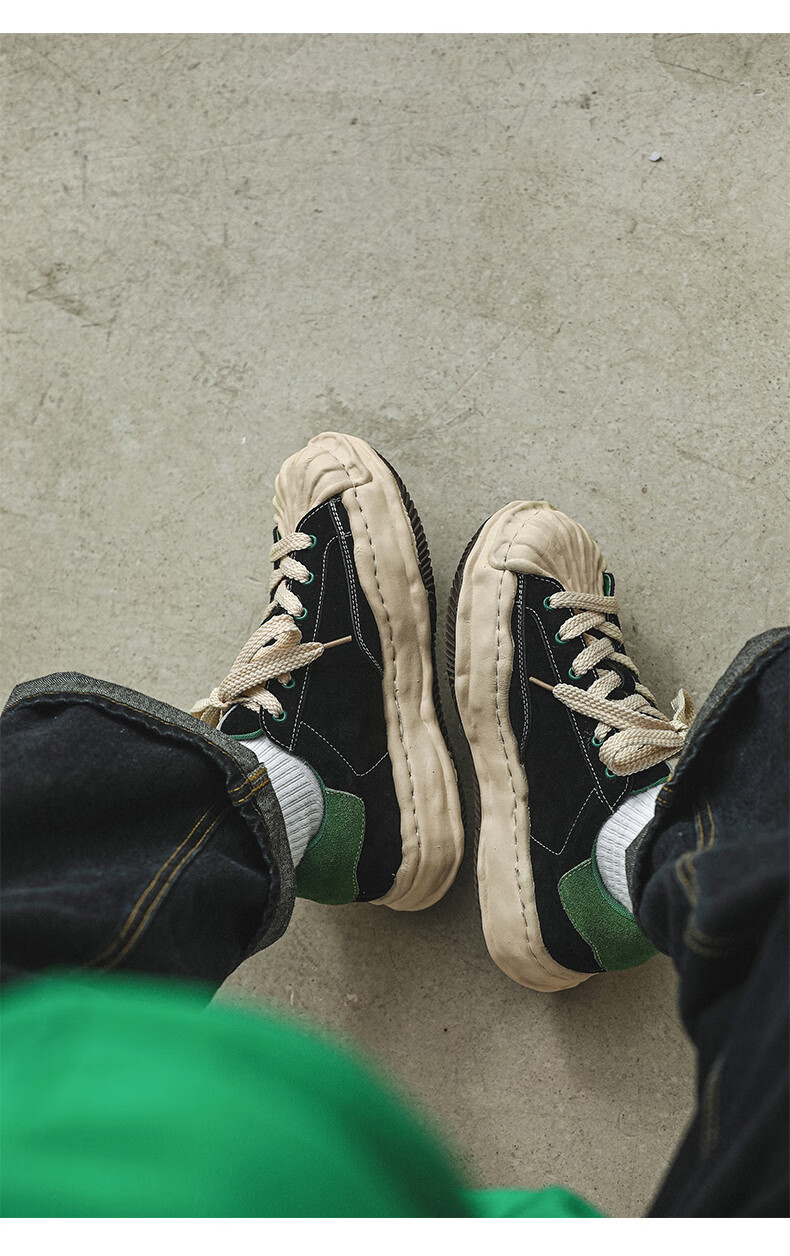 三原康裕mmy溶解鞋男 2022新款复古贝壳头溶解鞋黑色老爹鞋小众原创