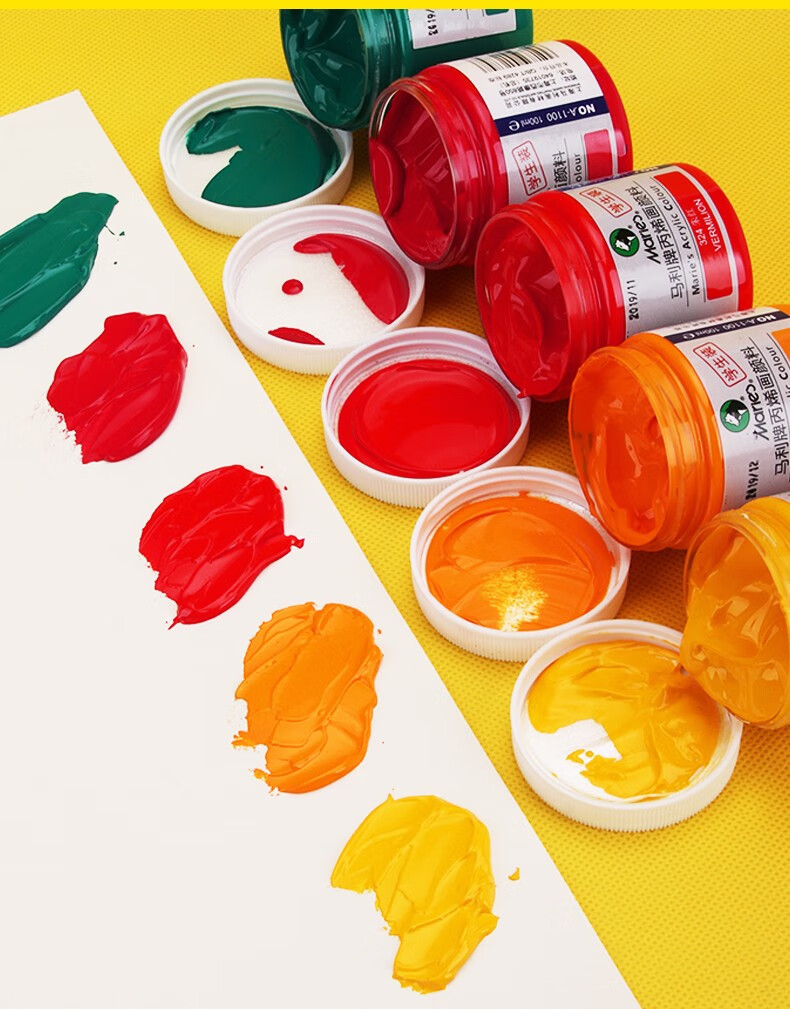 马利牌丙烯颜料100ml套装 初学者美术生12色24色手绘diy墙绘专用防水