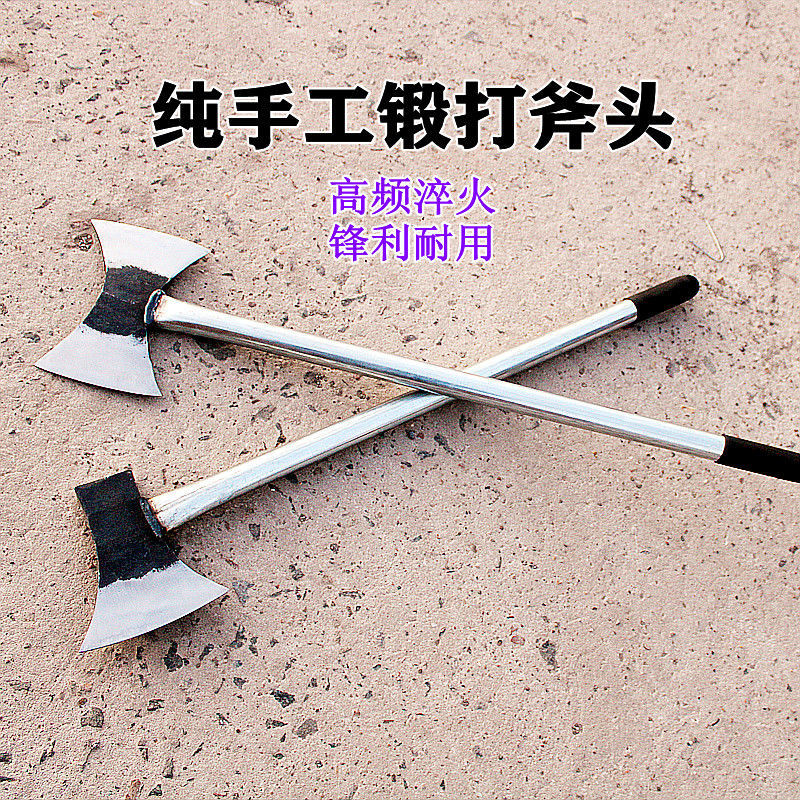 鼎坚大劈柴大号全钢树手工锻打斧子加长柄铁柄采伐柴加长铁柄单刃斧