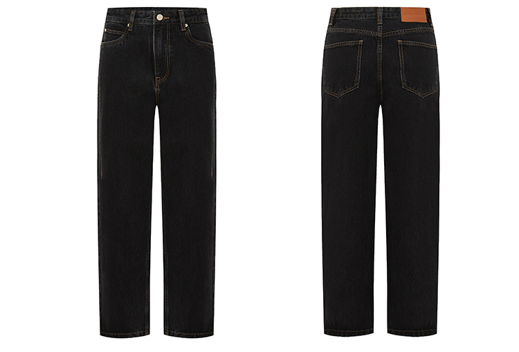 moco直筒低裆中高腰黑色牛仔裤 摩安珂 牛仔黑色 26