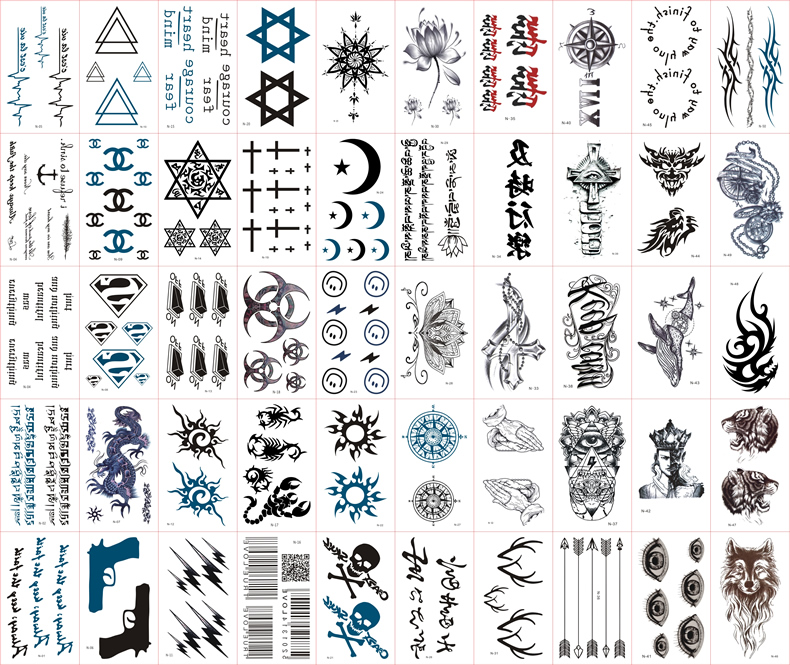 南极人纹身贴50张纹身贴防水女韩国臂脚踝男个性图腾刺青贴纸黑暗系