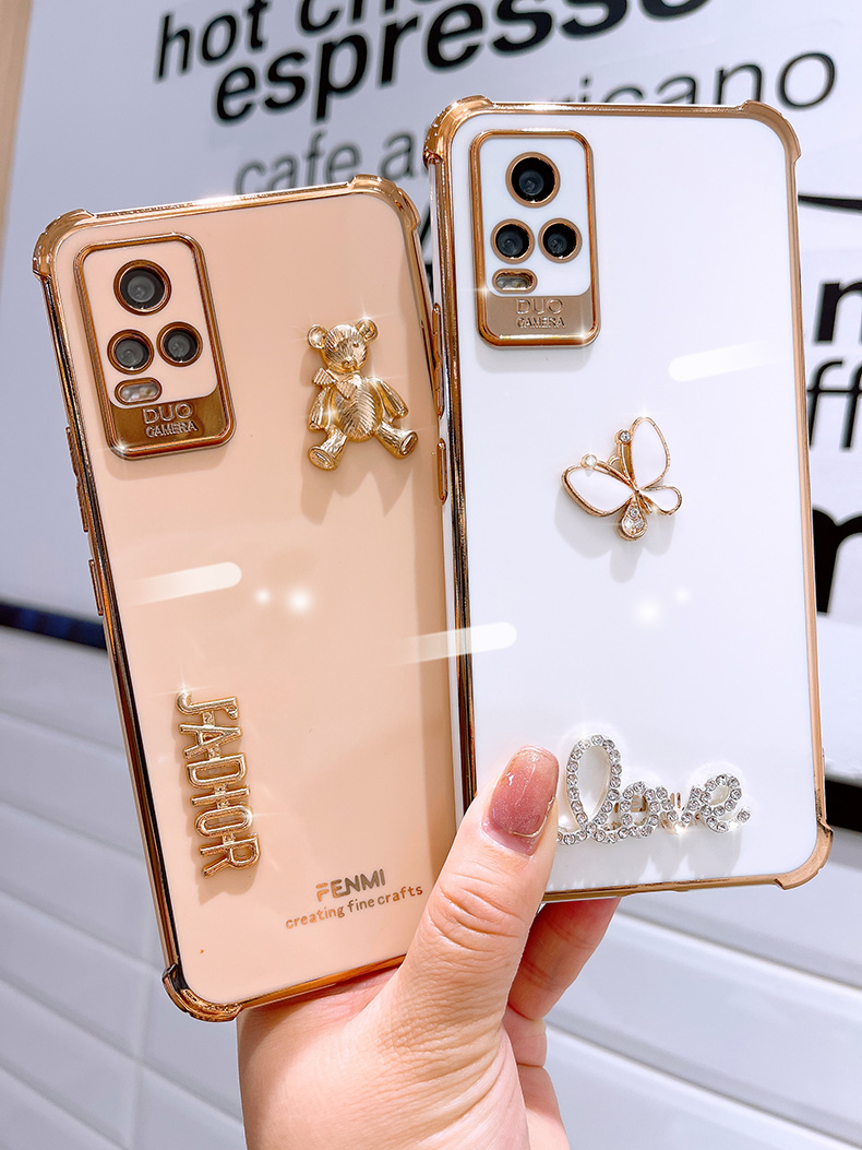 威布斯适用vivos7手机壳diy手工水钻蝴蝶s7保护套男女款电镀轻奢全包