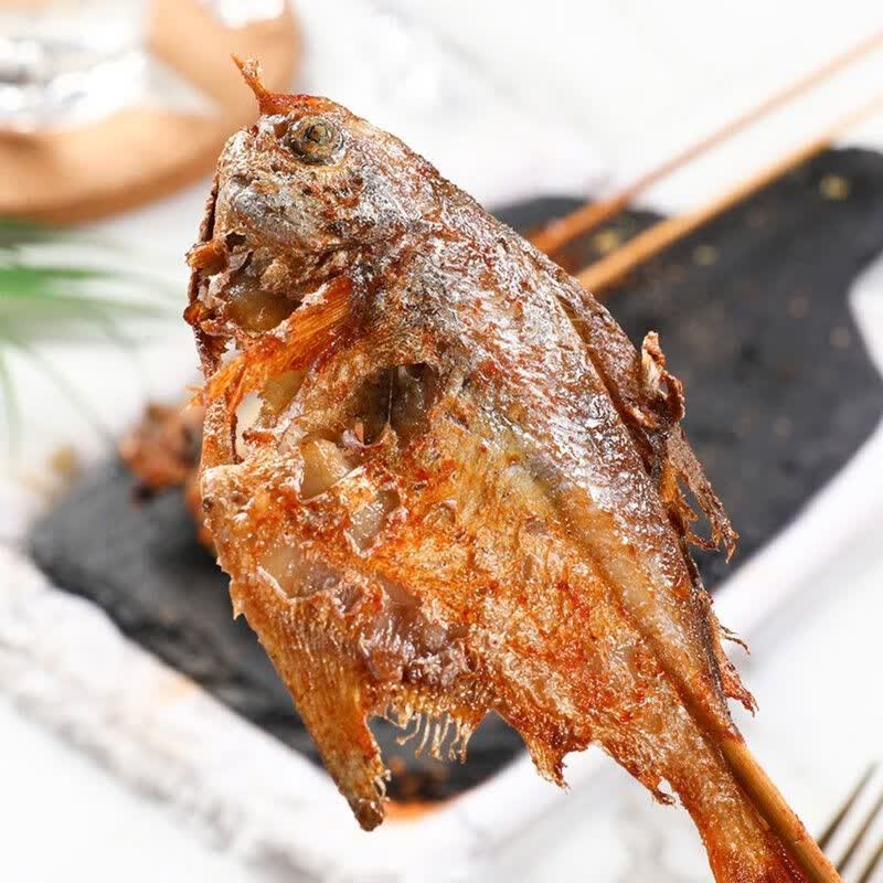 鲳鱼串烧烤海鲜串10串烧烤食材bq自助烤鱼半成品油炸串去内脏腾旺纳跃