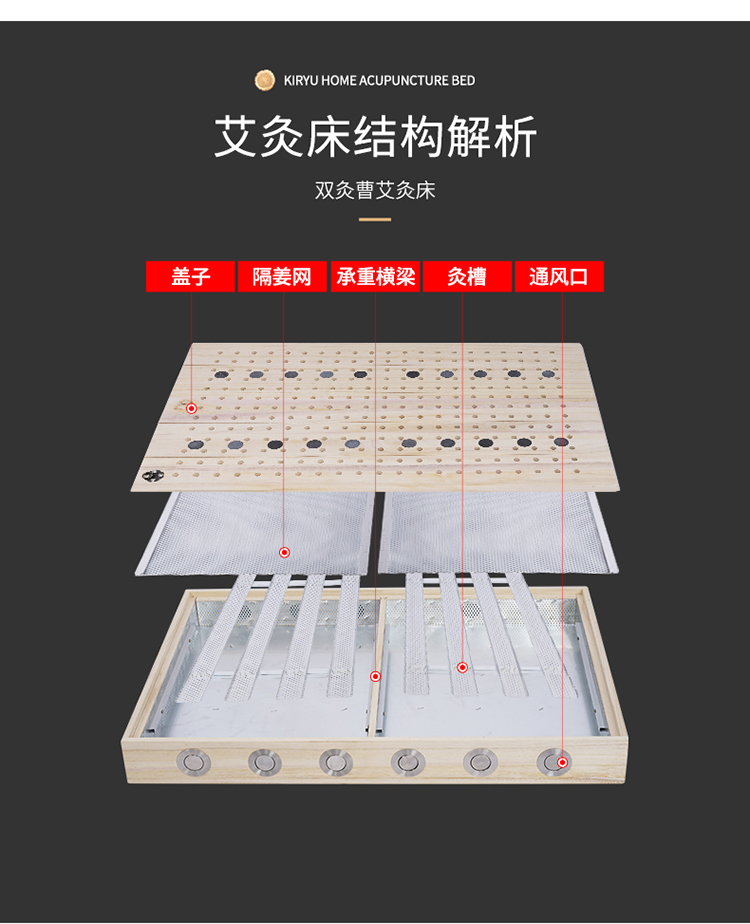 珑嘉乐艾灸床腰背坐颈家用全身艾灸盒随身灸木制实木理疗炙床美容院