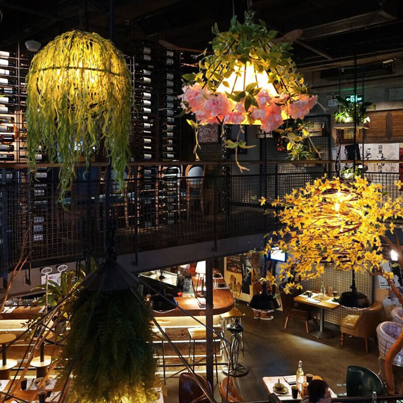 酒吧植物灯植物吊灯音乐餐厅酒吧灯网红餐厅创意灯工业风个性绿植22号