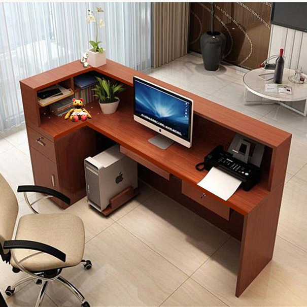 转角前台收银台公司前台接待台白色12米左侧拐角