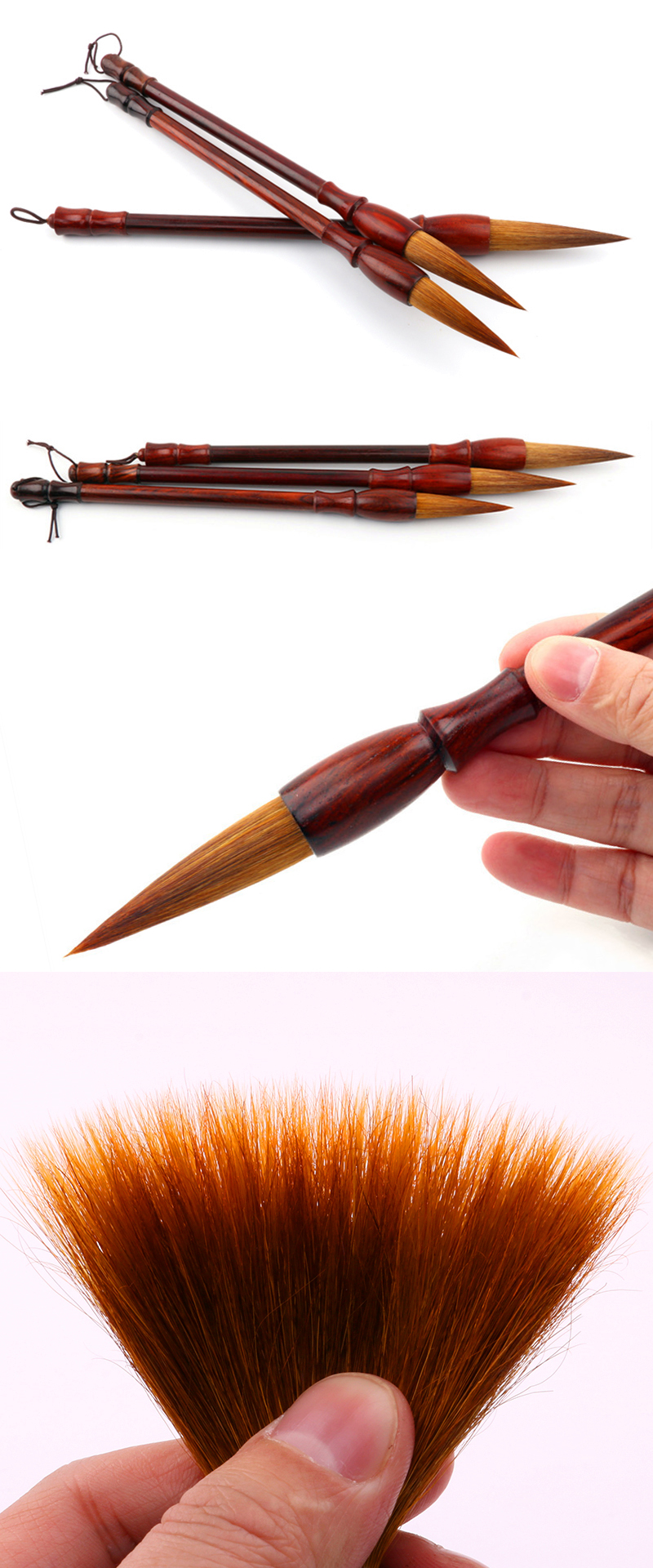 毛笔狼毫纯狼毫级质量好善莲湖狼豪中号书法考试专用 精品狼毫毛笔