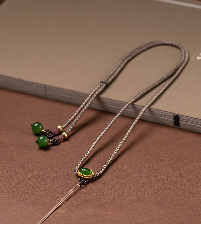 高档吊坠挂绳碧玉手工编织吊坠绳玉佩玉坠可调节挂脖