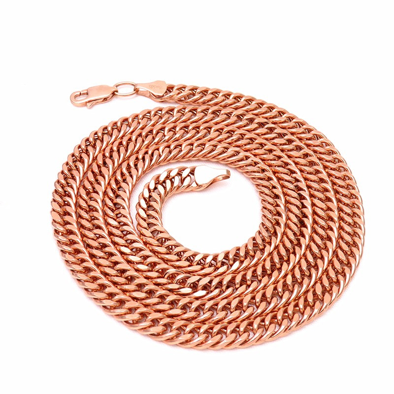 欧凯伦14俄罗斯紫金项链豪华男女同款板链彩金玫瑰金50cm宽度5mm