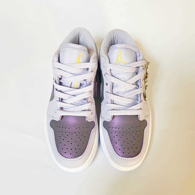 ajlow电光紫低帮高帮蓝湖人黄ajmid黑黄绿巨人男女鞋带 单层紫色120cm