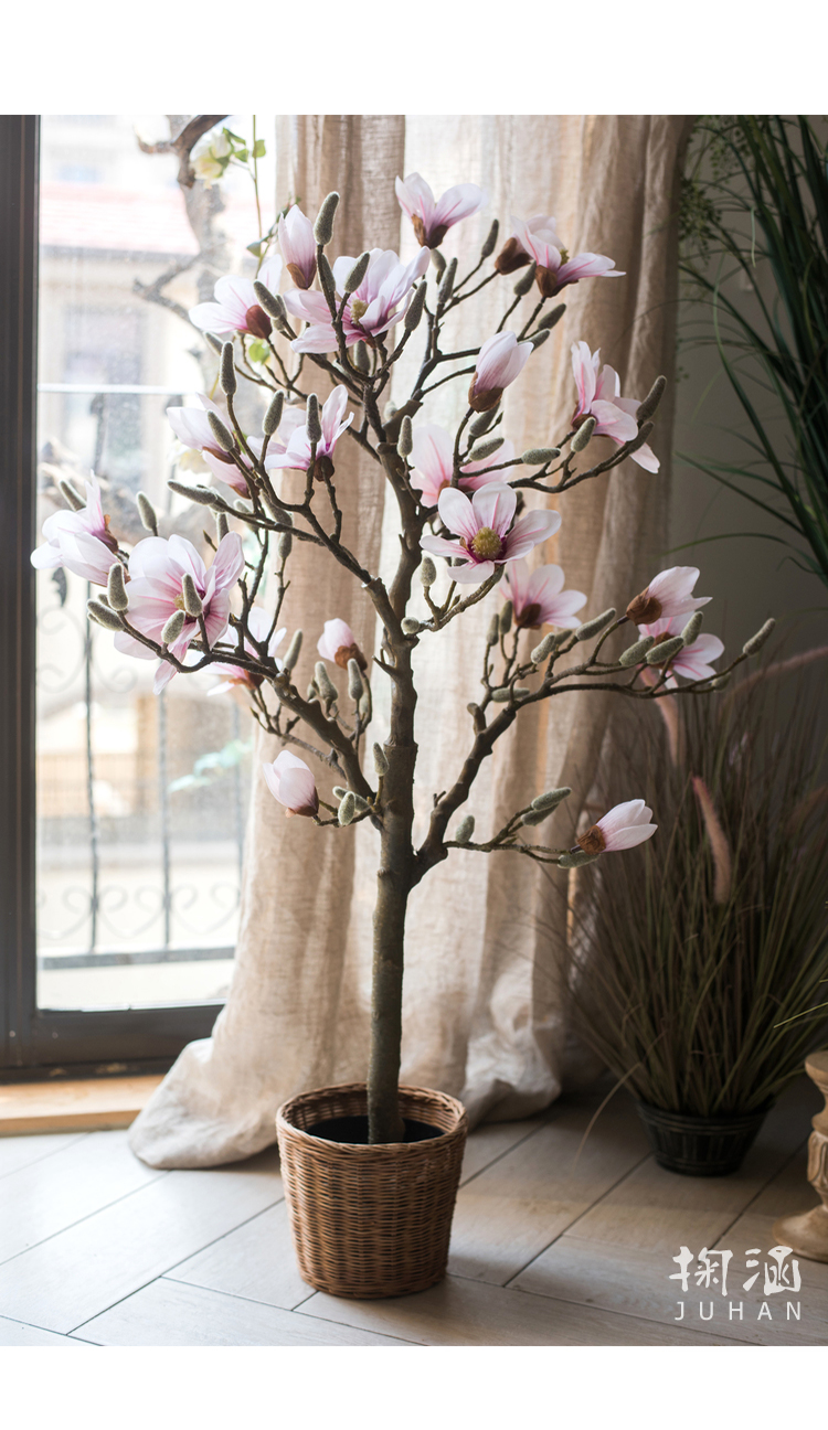 掬涵仿真盆景玉兰树玉兰花仿真花植物家居装饰花大型绿植装饰空间造景